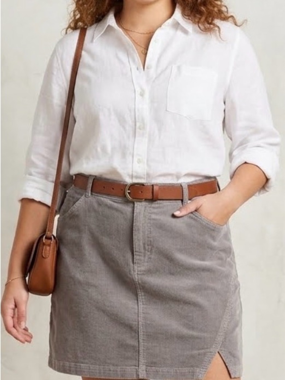 Pilcro Taupe Corduroy Mini Skirt 16W